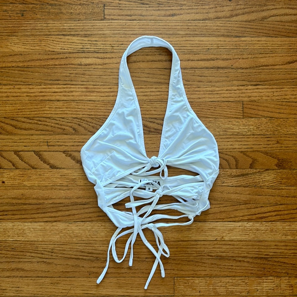 I am Gia lace up halter top - Picture 2 of 4